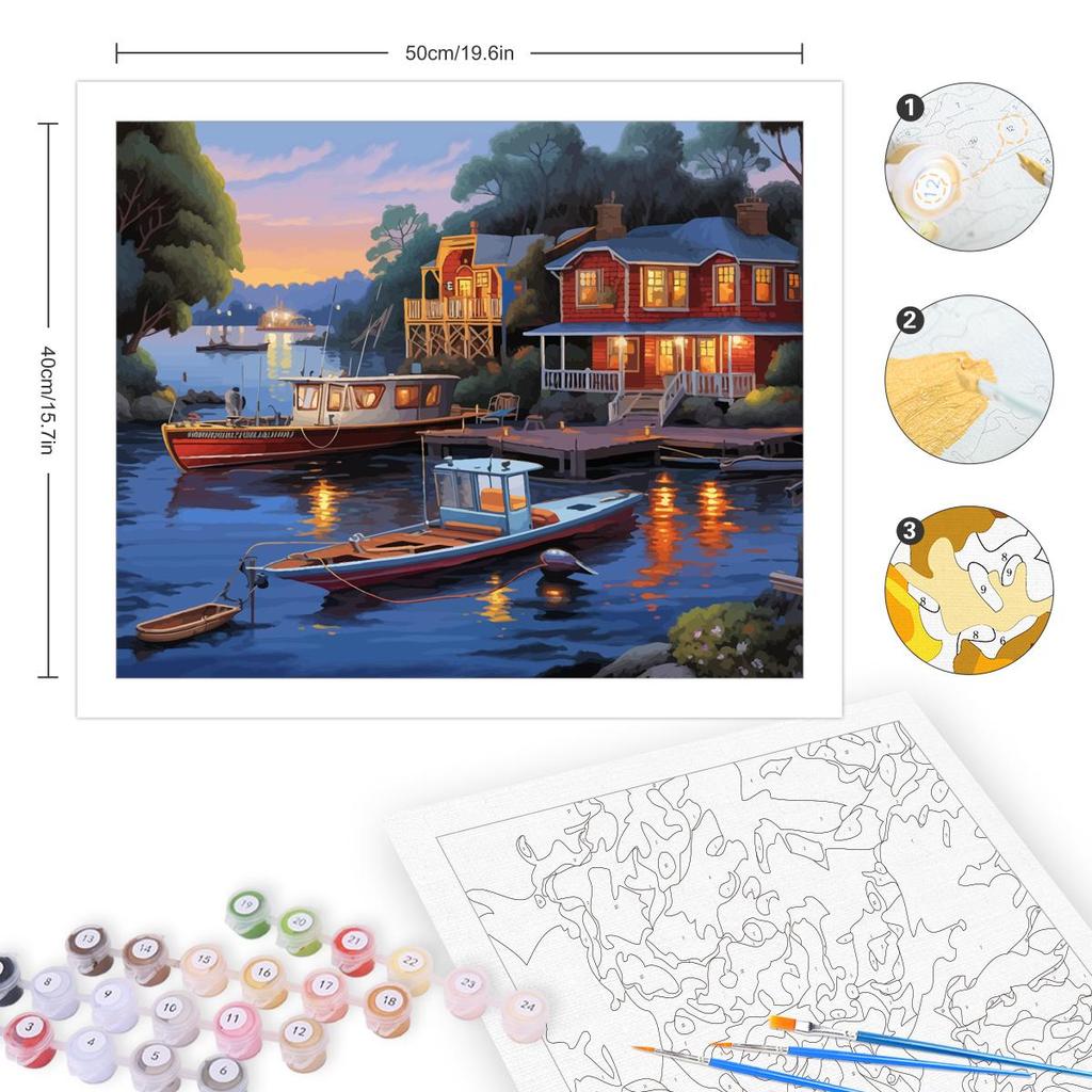 Рамка для виллы и озера, наборы для рисования по номерам для взрослых, наборы для пейзажа, современное настенное искусство, подарок «сделай сам» для домашнего декора 40x50 см