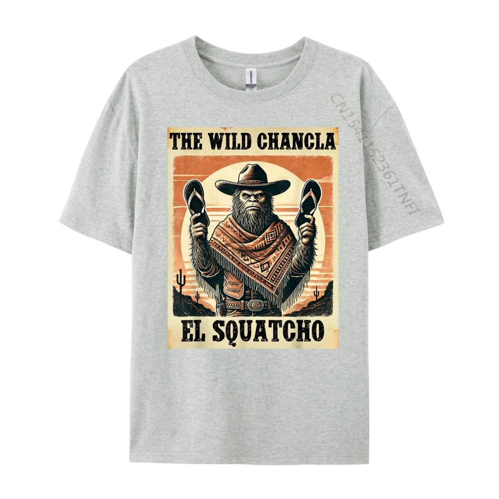 Funny Mexican Bigfoot El Squatcho The Wild Chancla Men's T-Shirts High Quality Vintage
