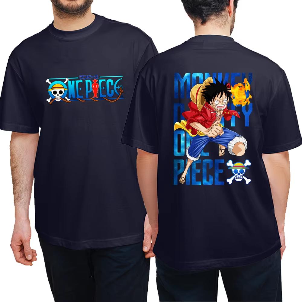 2025 ONE PIECE Анимационный крой Забавная печать Летняя мужская и женская футболка из чистого хлопка Уличная повседневная Удобная трендовая футболка