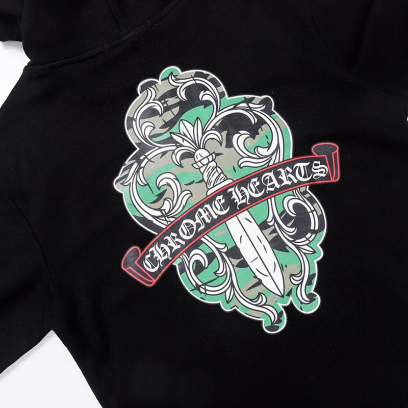 834 CHROME HEARTS Осень-Зима Новая Классический Стиль Большой Размер Толстовка с Капюшоном на Молнии с Логотипом, Подходит для Ношения Парами