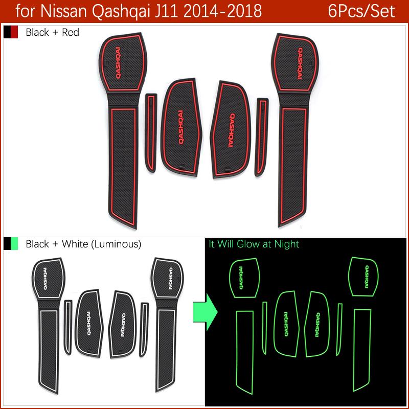 Противоскользящие коврики для ворот и пазов, коврики с дверными пазами для Nissan Qashqai J11 2014 2015 2016 2017 2018 Rogue спортивные аксессуары 6 шт./компл.