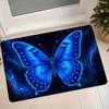 1pc Dreamy Starry Blue Butterfly Flannel Mat Entrance Door Mat Hallway Bathroom Non-Slip Water-Absorbing Foot Mat Bedroom Bedside Dusting Carpet