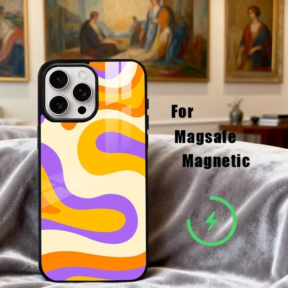 R-Retro P-Pattern Phone Case For iPhone17,16,15,14,13,12,11 Plus,Pro Max Magnetic For Magsafe Wireless Charging