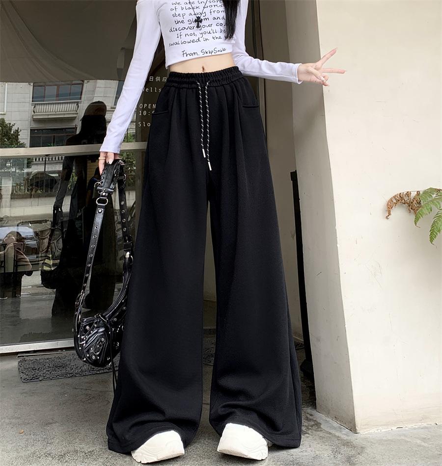 Spring Autumn Loose Casual Wide Leg Pants Female High Waist Fashion All-match Solid Color Sweatpants Trousers