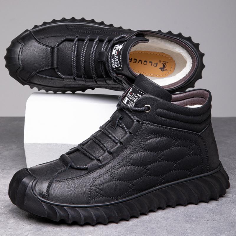 Мужская зимняя обувь, модные флисовые теплые кожаные ботинки, роскошные дизайнерские повседневные спортивные удобные ботильоны, обувь