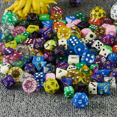 Случайные многогранные игральные кости разного цвета и размера для настольной игры «сделай сам», 100 шт. случайных пластиковых игральных костей