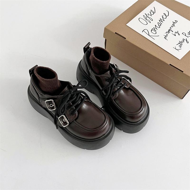 Ретро британский стиль универсальные туфли на высокой платформе женские кожаные туфли 2025 года новые осенне-зимние юбки туфли Мэри Джейн