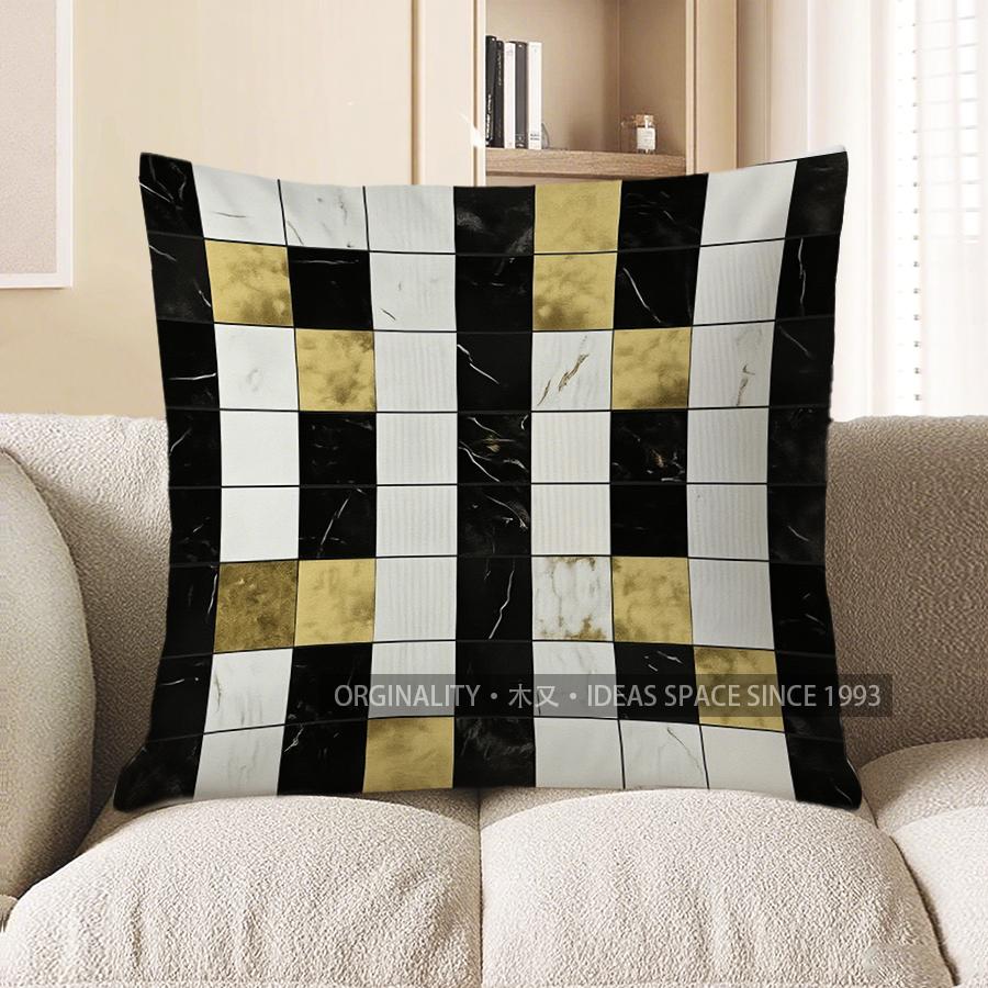 Home Decor Geometric Black Gold Pattern Throw Pillow Pattern Cushion Cover Suitable for Sofa Bedroom Car Pillow Cover