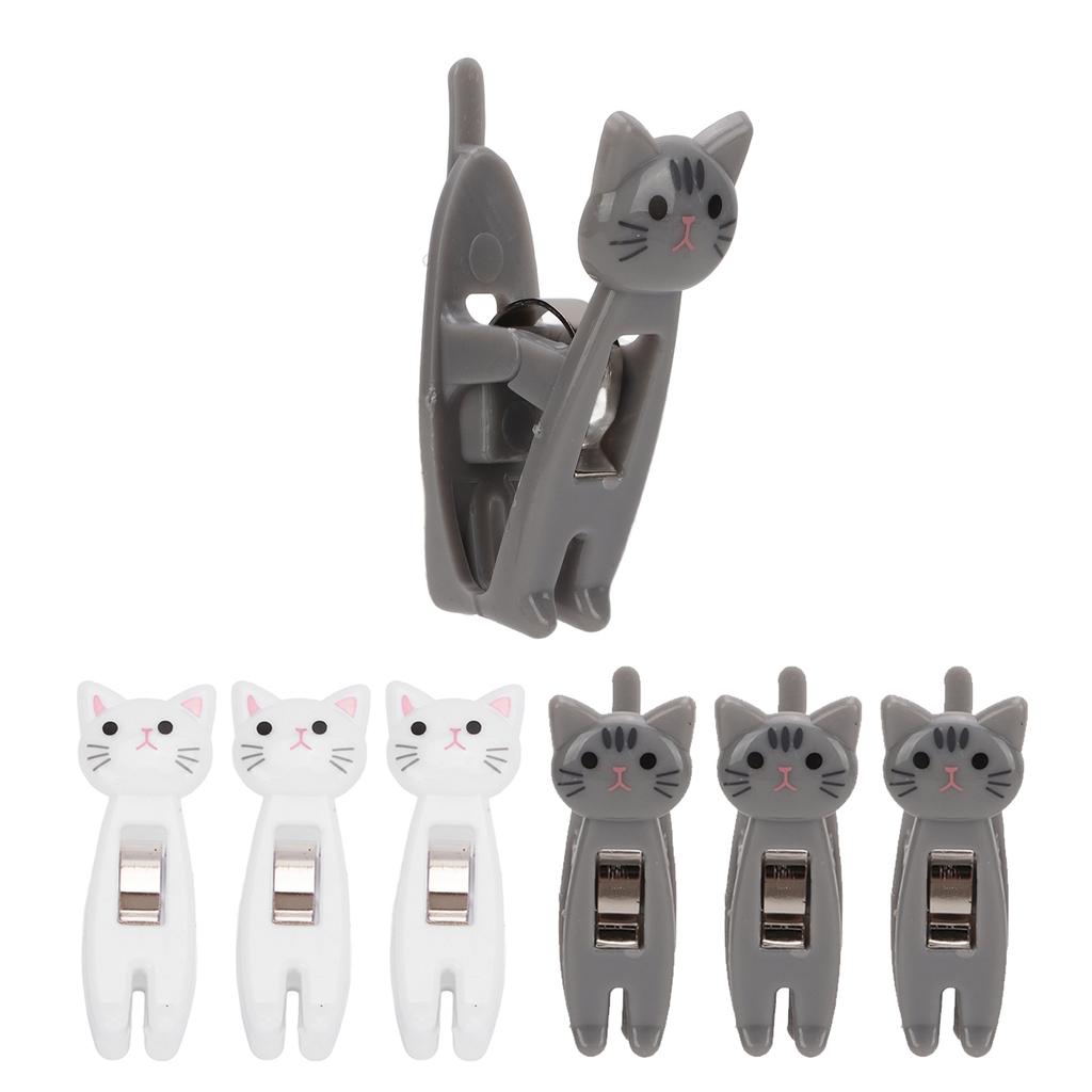 6 шт. зажимов для кошачьих закусок, противоскользящие полоски, ручка, металлическая пружина, прочный захват, зажим для еды, сумки, закуски, для одежды
