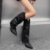 Fashion 2025 New Vintage Fashion Studded Trouser Boots New Pointed Toe Stiletto Heel Sleeve Anti-Slip Wear-Resistant Knight Booties