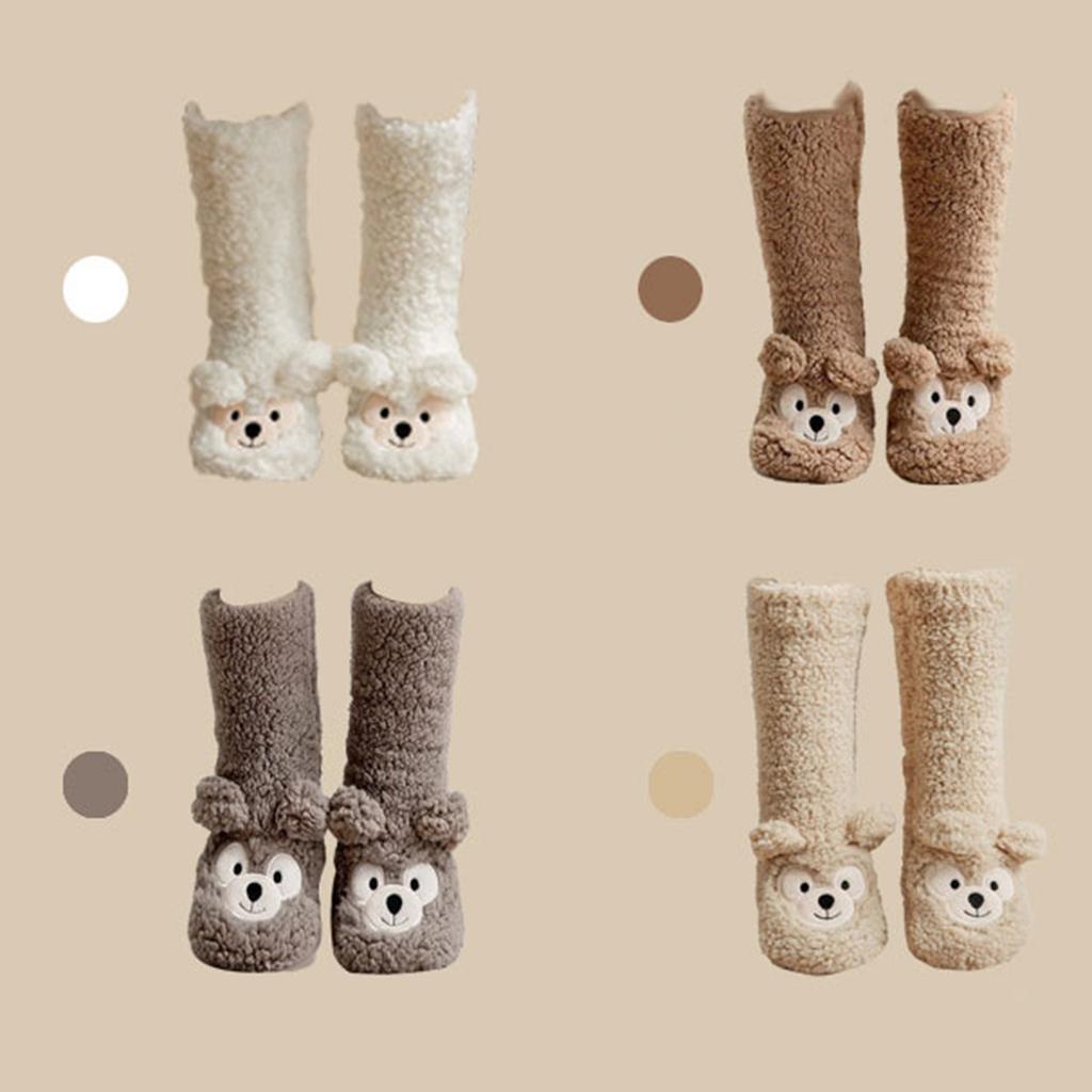 Женские зимние носки для пола, домашние тапочки для взрослых, утолщенные флисовые снежные носки - носки из овечьей шерсти