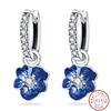 Women's Romantic 925 Silver Snowflake Star Shining Zircon Christmas Winter Earrings Fit Wedding Party Exquisite Jewelry