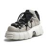 Punk Style Women Sneakers Rock Metal Decor Lace-up Heel Height Platform Shoes Gothic Man Shoes Men Sneaker