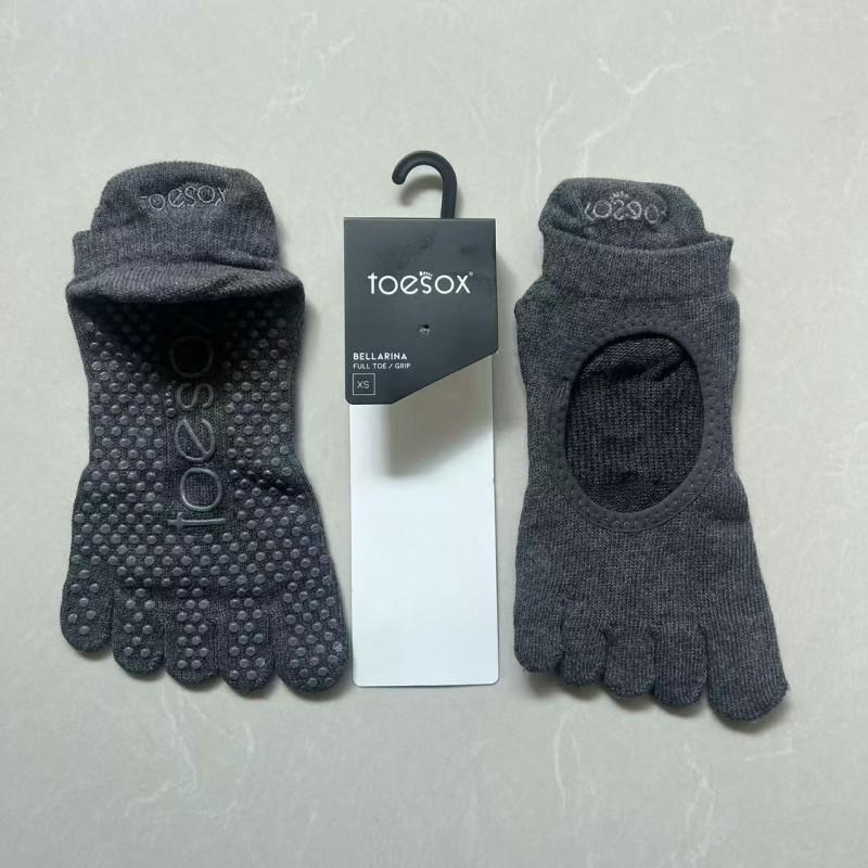 Cotton Toe-Separating Yoga Socks Pilates Barre Dance Fitness Non-Slip Grip Short Cuff Unisex