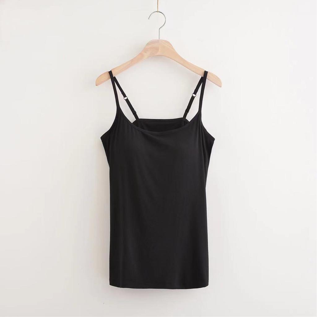 Women's Sexy Soft Cozy Camisole with Built In Bra Adjustable Shoulder Strap Vest Tank Tops