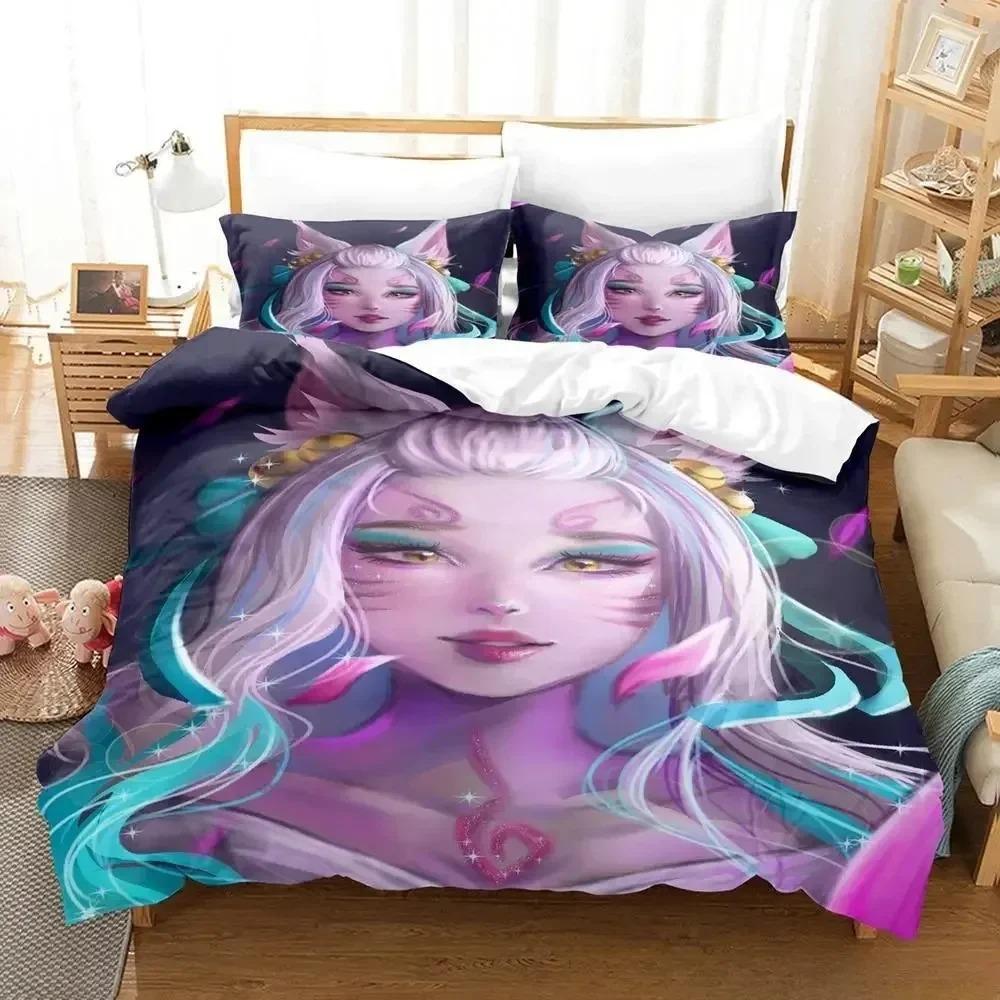 Новая игра Spirit Blosom Ahri Комплект постельного белья Спальня Мягкое Современное Покрывала Удобные Дети Дети Мягкое Пододеяльник Удобный Чехол для Одеяла И Наволочка
