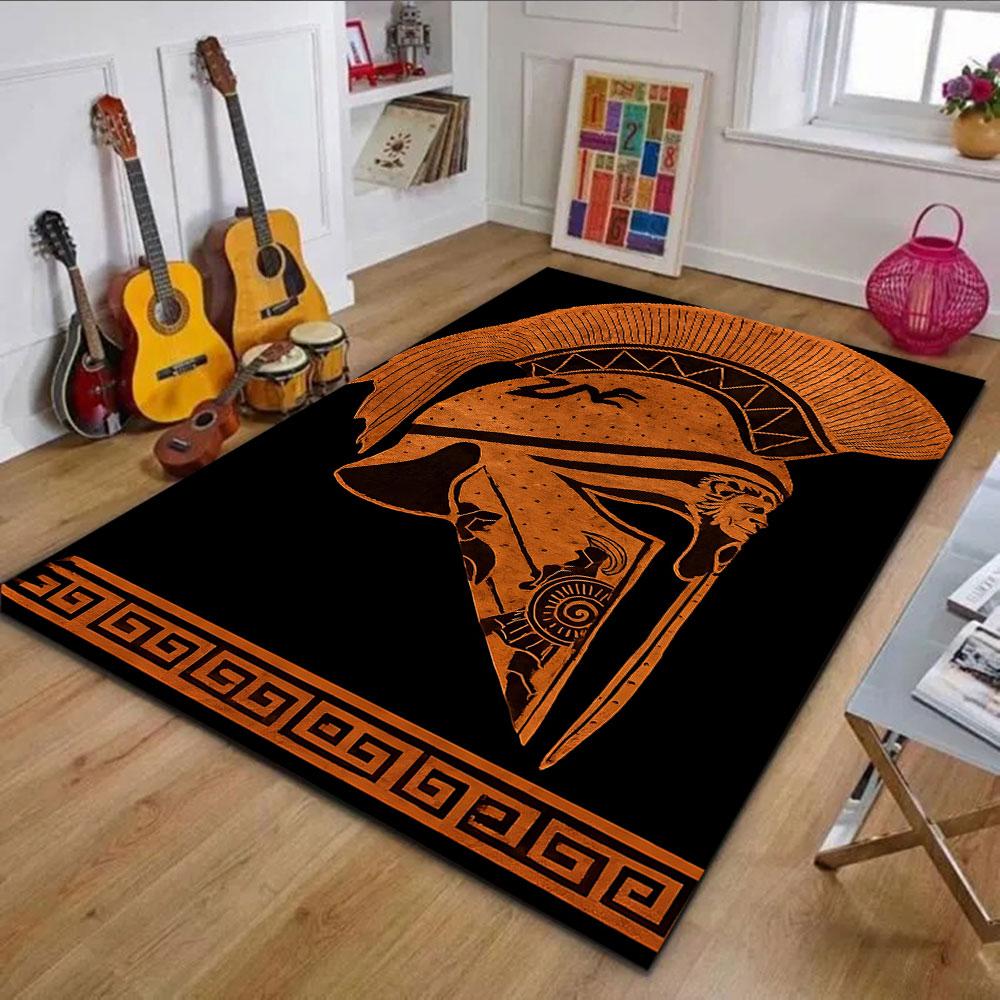 "Ancient Greek Spartan Warrior Helmet Design" Patterned carpet, non slip mat suitable for living room and bedroom sofas