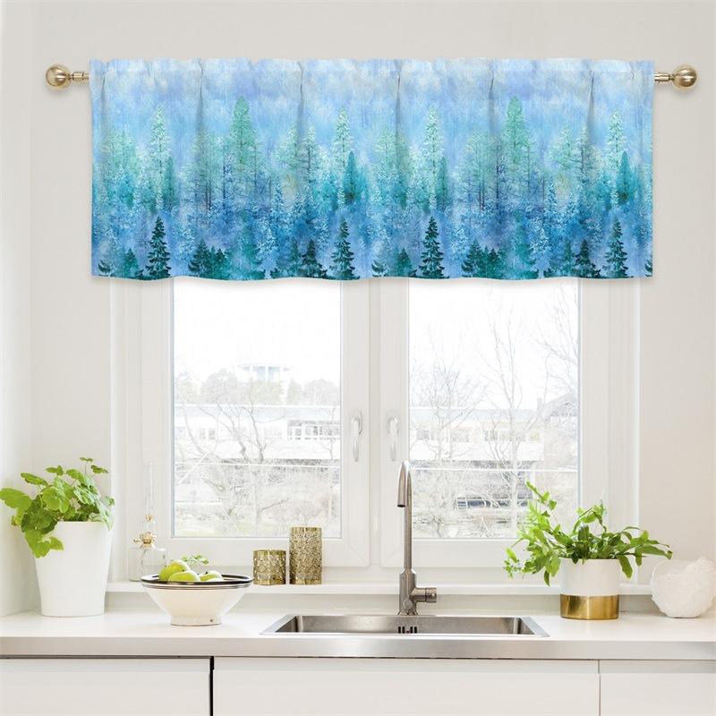 Curtain Valance, Wildflowers Spring Watercolor Flower Floral Print Plants Short Rod Pocket Window Treatment for Living Room, Bedroom, Kitchen,Bathroom