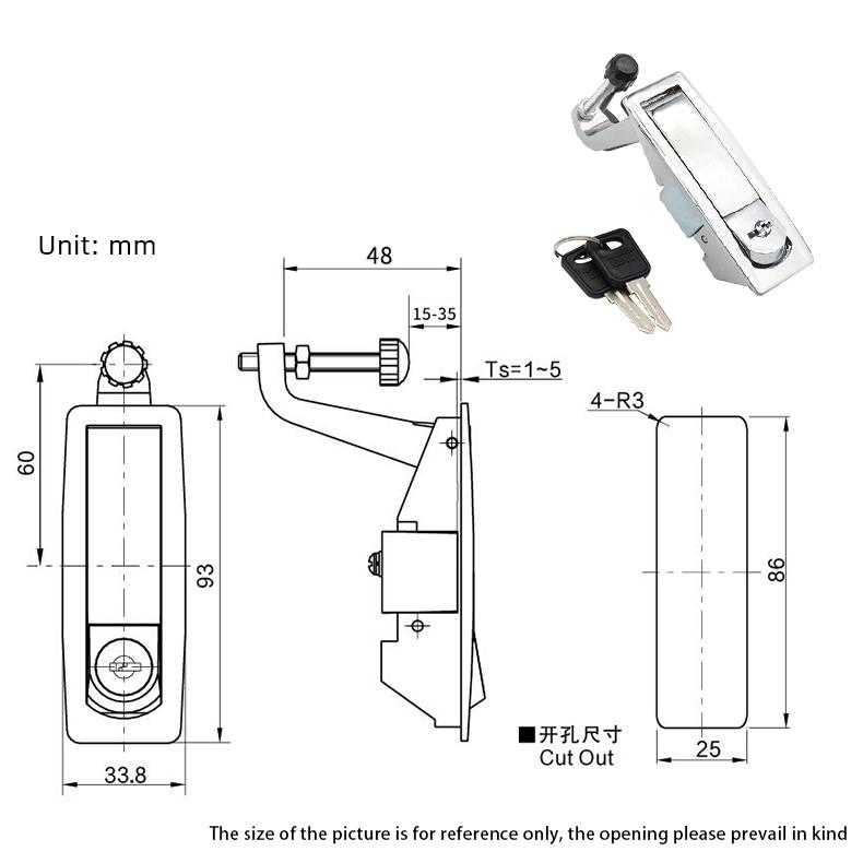 Premium Zinc Alloy Flat Lock with Push-Button Spring Mechanism for Mechanical Equipment, Cabinet Doors, and Electrical Boxes