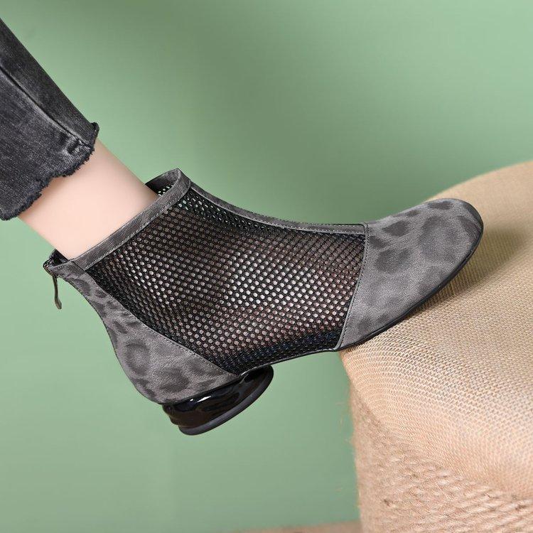 Мода 2025 Лето Роскошные Сандалии для Женщин Chaussures Femme Квадратный Высокий Каблук Леопард Женские Сетчатые Замшевые Ботильоны Сандалии Женские