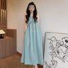 Платье-жилет без рукавов женское летнее новое повседневное средней длины французское с открытой спиной на бретелях А-силуэта длинное платье
