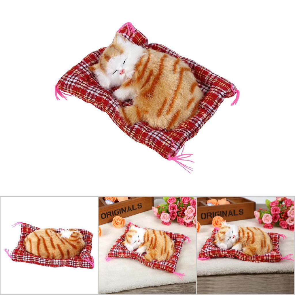 Super Cute Simulation Sounding Sleeping Kittens Cats Plush Toys Doll Christmas Gift Yellow
