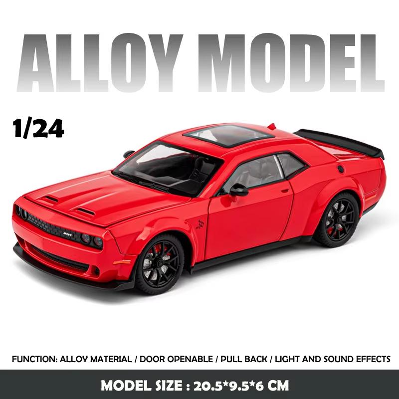 New Simualtion 1:24 Dodge Challenger Hellcat Redeye Alloy Car Model Sound and Light Children Toy Birthday Gift Miniature Voiture