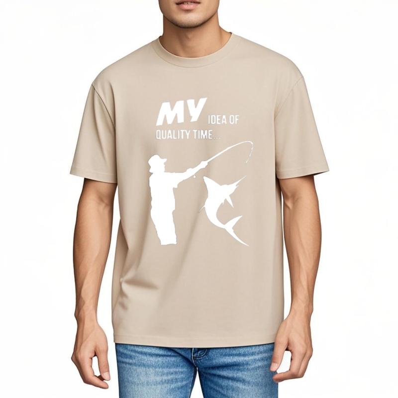 Tshirts for Unisex Relaxed Fit Boys O Neck tshirt Plus Size My Idea Of Quality Time Fishing Shark Hiphop For Unisex Tshirt