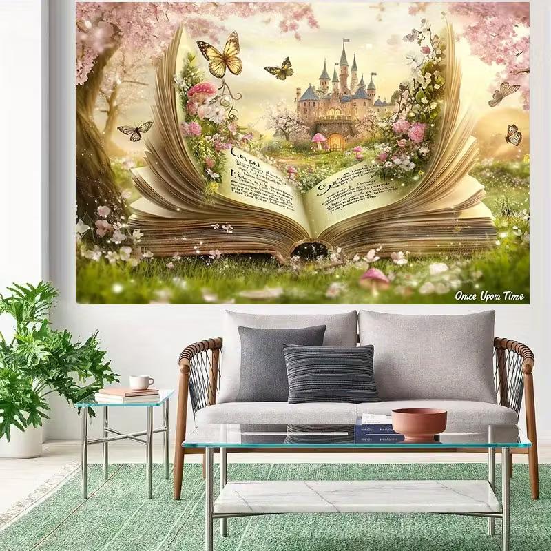 2D сказочный книжный замок фон волшебный лес фото фон