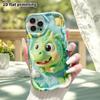 Phone Case: 2D flat design suitable for iPhone 18 17 16 15 14 13 Pro protective case, green little dinosaur, perfect Christmas and Halloween holiday g