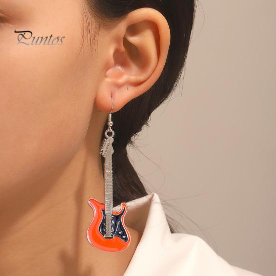 1 пара женских модных серег, привлекательная тонкая работа, индивидуальный шик, нежная повседневная одежда, серьги-капли из сплава, электрогитара, поставка свиданий