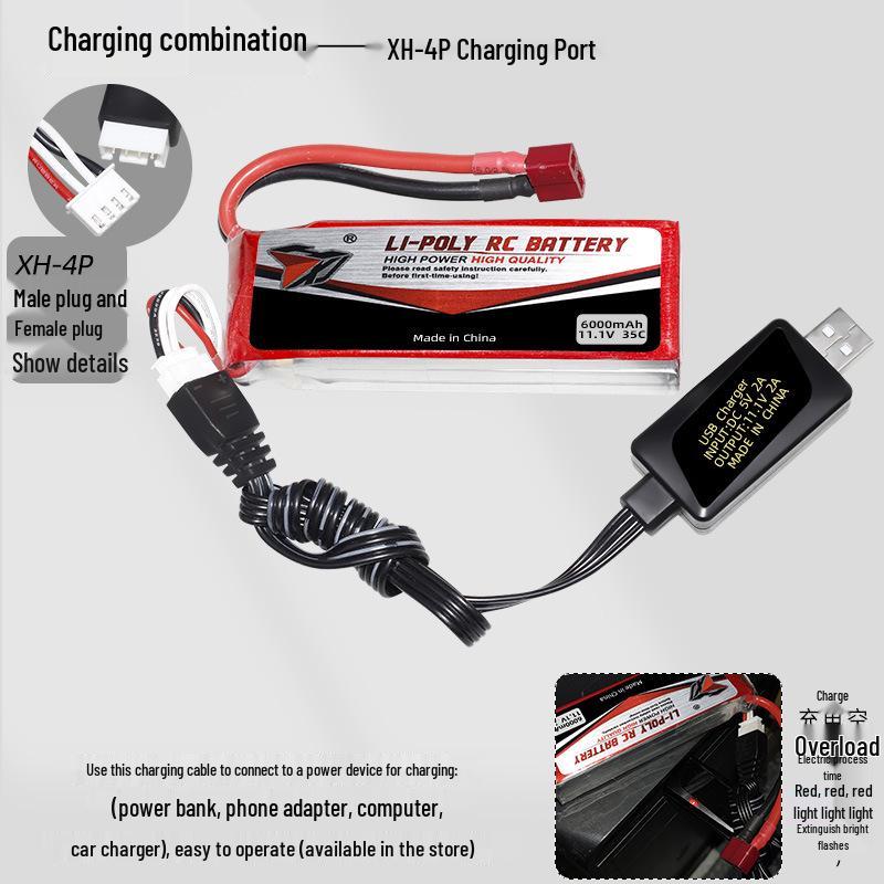 11.1V 6000mAh 35C High Discharge Lithium Battery for RC Cars, Aircraft, and Boats