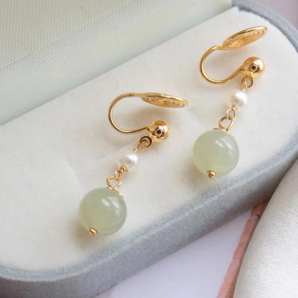 Жемчужные серьги "Qingyun Bibo": Китайские клипсы в стиле ханьфу, не требуют пирсинга