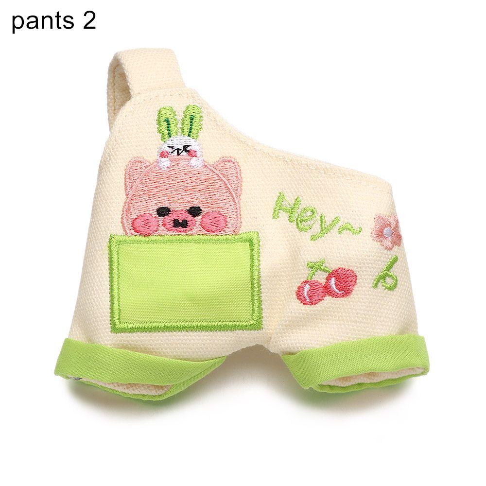 Animal Pattern Cotton Stuffed Dolls Knited Hat Mini Overalls Plush Suspender Pants Doll Clothes