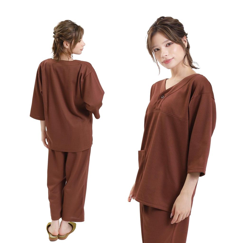 Фуука Расслабляющая одежда Вафельная ткань Унисекс Домашняя одежда для Стоун и Спа В отеле (коричневый) Сауны, отели, бани, совместимые с льном, (Маленький размер)