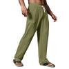 Мужские летние повседневные брюки на шнурке Мужские дышащие брюки из хлопка и льна