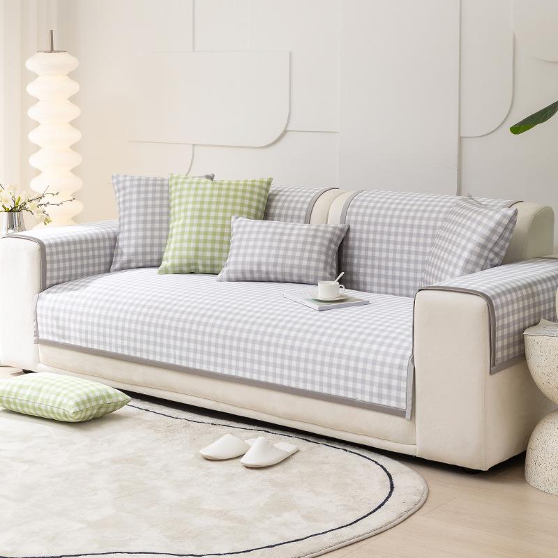 Sofa Cushion Summer Summer Summer Summer Summer Mat Cushion Plaid Non-Slip Simple Modern Leather Sofa Cover
