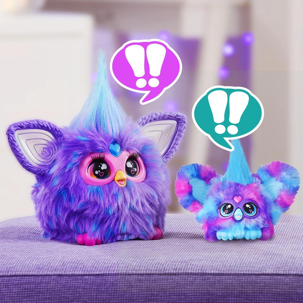 Hasbro Furby Furbrets Lovely Mini Over 45 Furby Electric Plush For Boys and Ages 6 and Blue and Purple F8895 Genuine New Model Friend, Sounds,