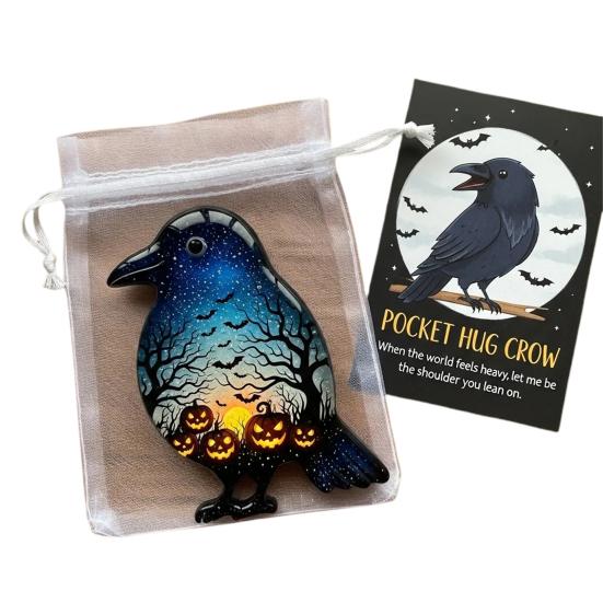 1/2/4/5Pcs Pocket Hug Ghost with Positive Card Emotional Support Ghost Token Mini Halloween Cartoon Ghost Statue Inspirational Gift