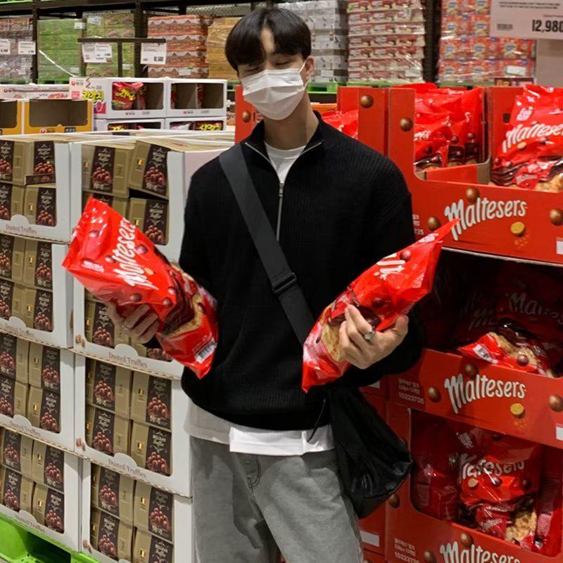 Korean Style Men's Autumn Half Zip Cardigan Sweater - Handsome Versatile Stand Collar Knitted Top Turtleneck Jacket