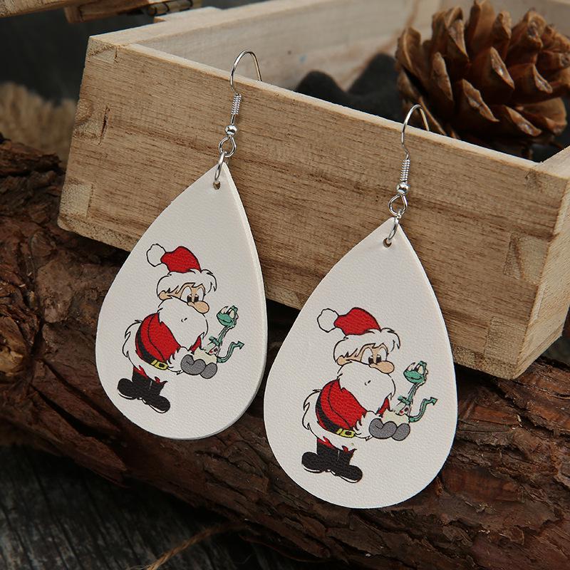 European-American Christmas Water Drop Earrings: Santa Claus with Snake Pattern