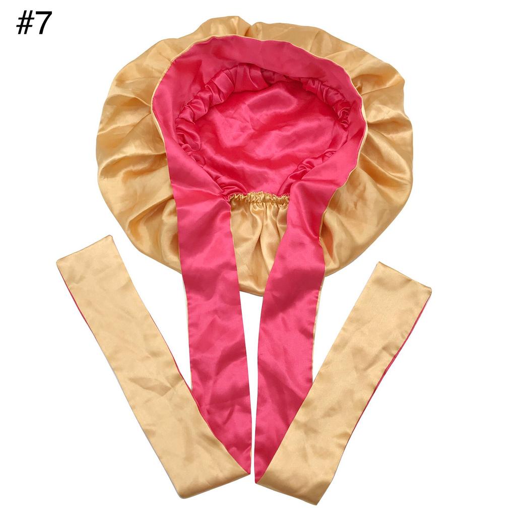 Long Tie Satin Hat Woman Fashion Sleeping Hair Bonnet Double Layer Braids Bonnets