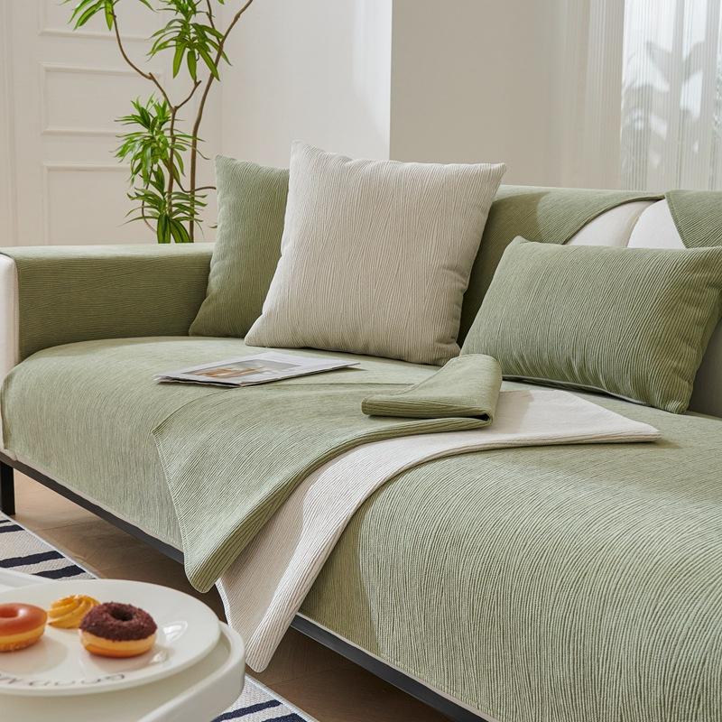 Подушка для дивана, современная легкая, роскошная, универсальная синельная нескользящая простая однотонная ткань для четырех сезонов, чехол для дивана