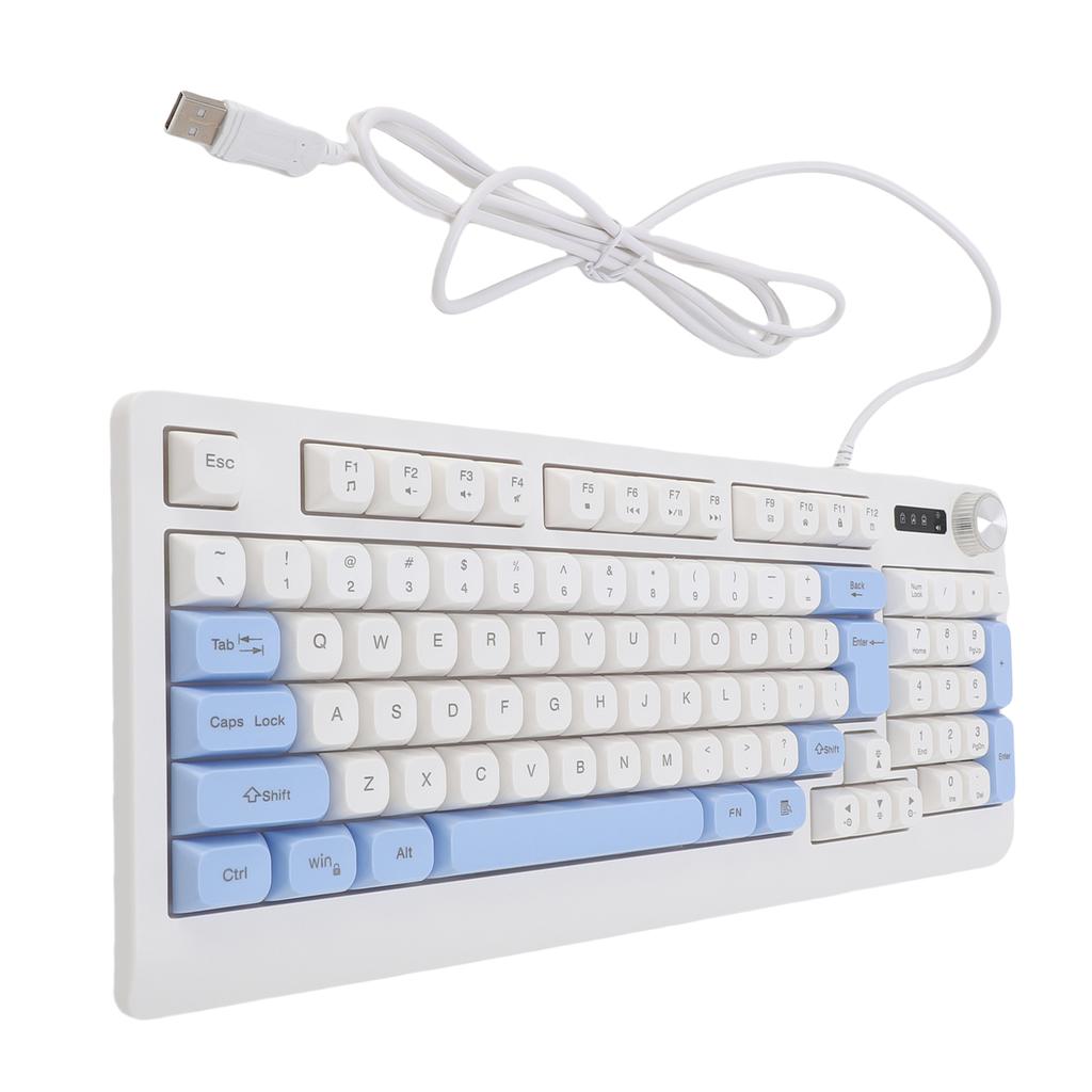 Игровая клавиатура 93 клавиши, динамическая RGB-подсветка, эргономичный дизайн, проводная, с регулятором громкости, для ноутбука