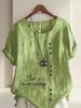 Women's Fashion Black Letters Printing Shot Sleeve T-shirt Loose Cotton Shirt Casual Loose Summer Blouse Tops Plus Size
