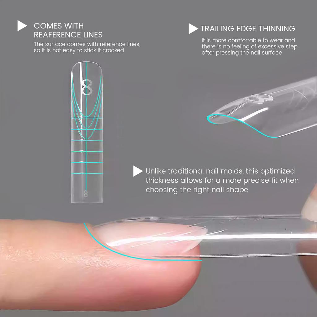 Сэндвич Двойные Формы для Ногтей 240шт 15 размеров НОВИНКА 2025 Наращивание-Двойные Формы Формы для Ногтей Гроб Миндаль Верхняя Форма Нижняя Форма 3D Эллипс