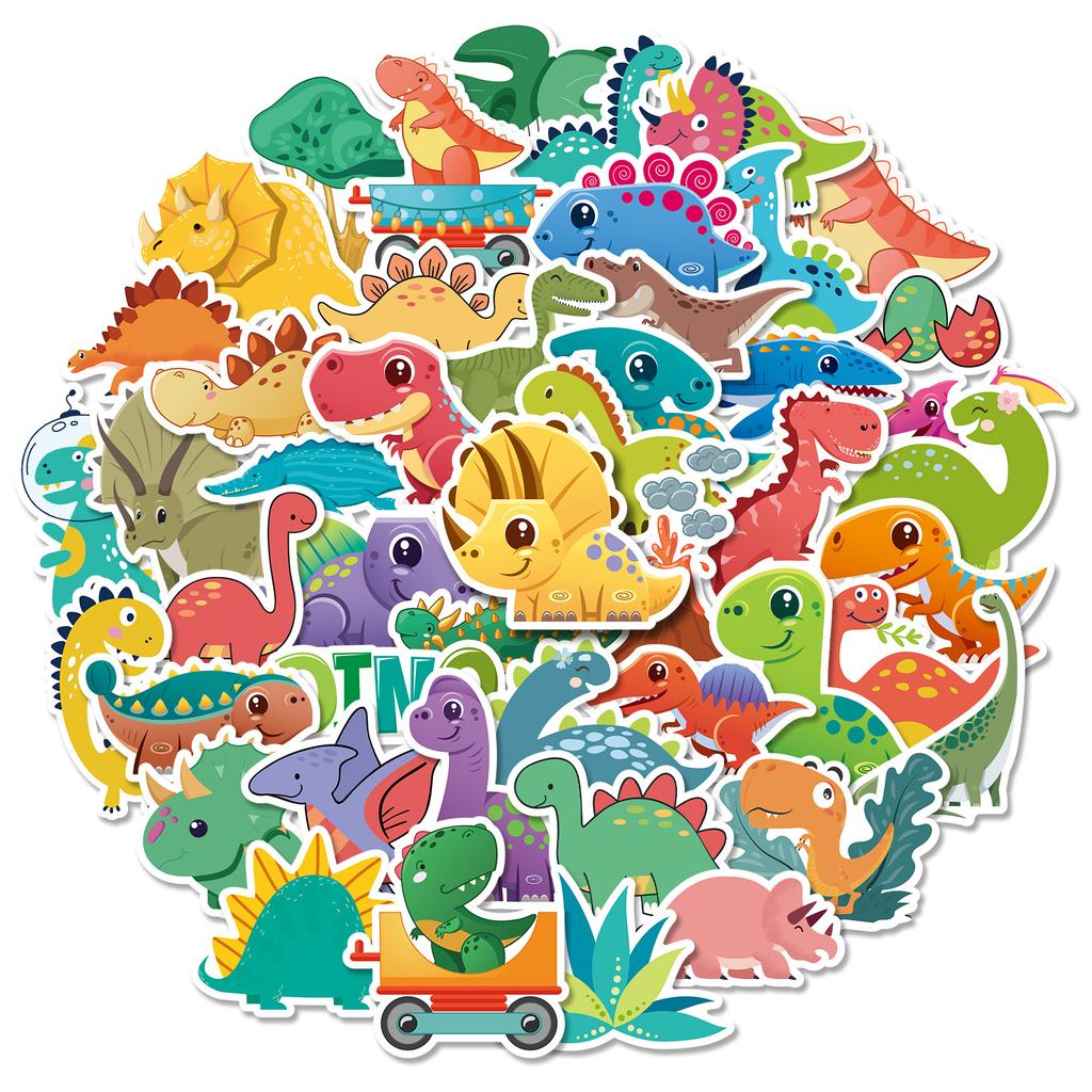 50pcs Cartoon Dinosaur Sticker for Children Water Bottle Skateboard Waterproof Graffiti Stickers