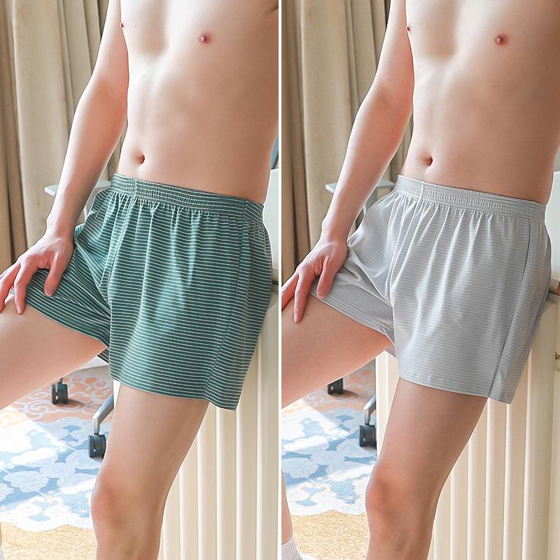 Новое мужское нижнее белье, мужские боксеры, шорты, повседневные хлопковые трусы для сна, мягкие трусы, полосатые клетчатые свободные трусы, удобная домашняя одежда