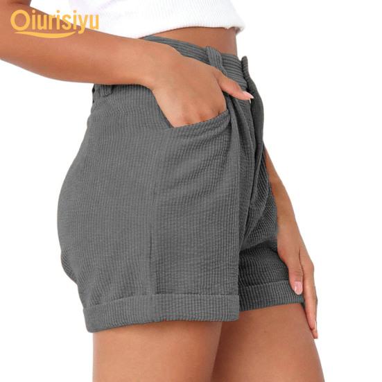 Стильные карманы для свиданий в рубчик, женские мини-шорты трапециевидной формы, женская одежда, мини-шорты