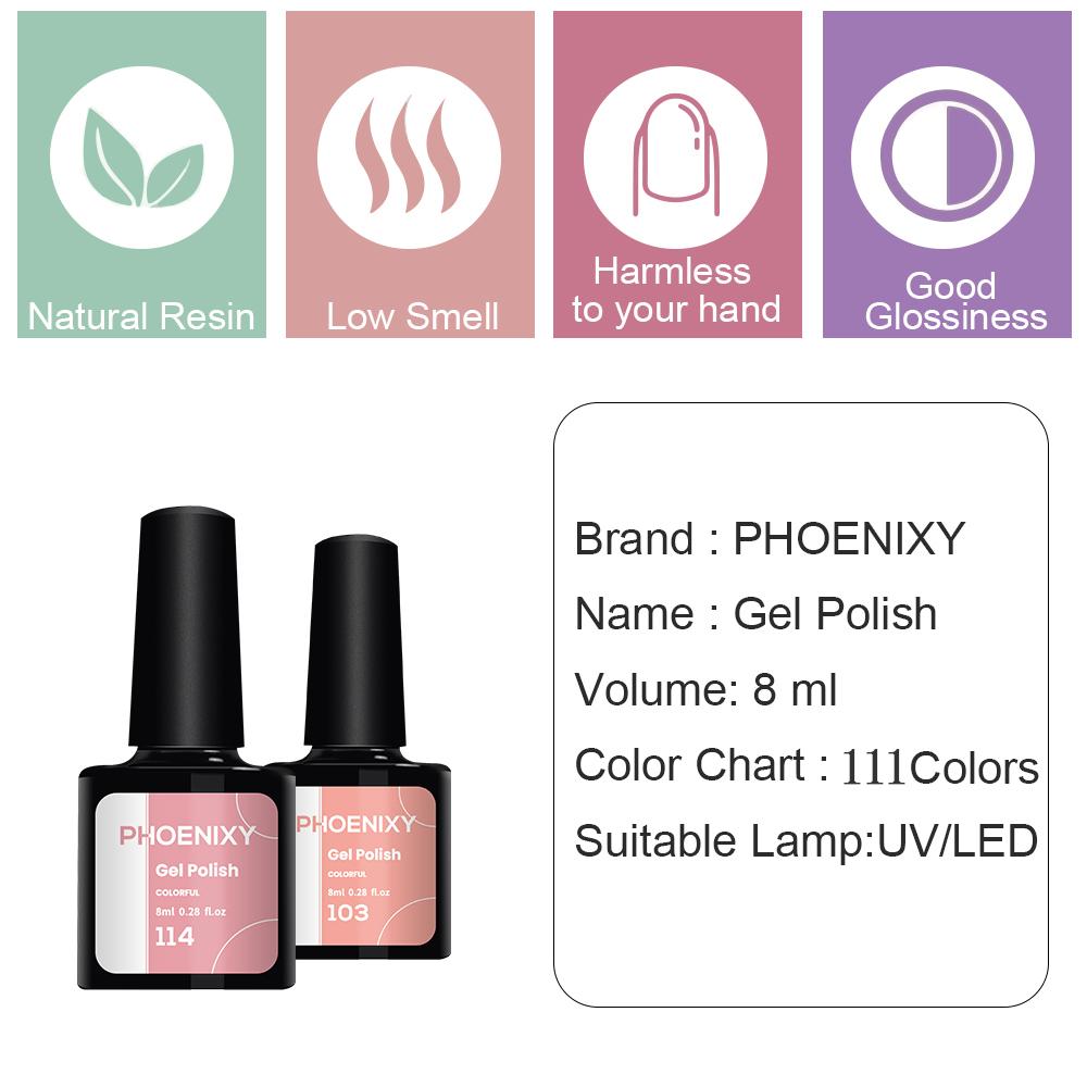 PHOENIXY 6/10/12/13/18/20 шт., набор цветных гель-лаков для ногтей, набор гелей для замачивания с чистым цветом для дизайна ногтей, стартовый набор для начинающих, сделай сам дома